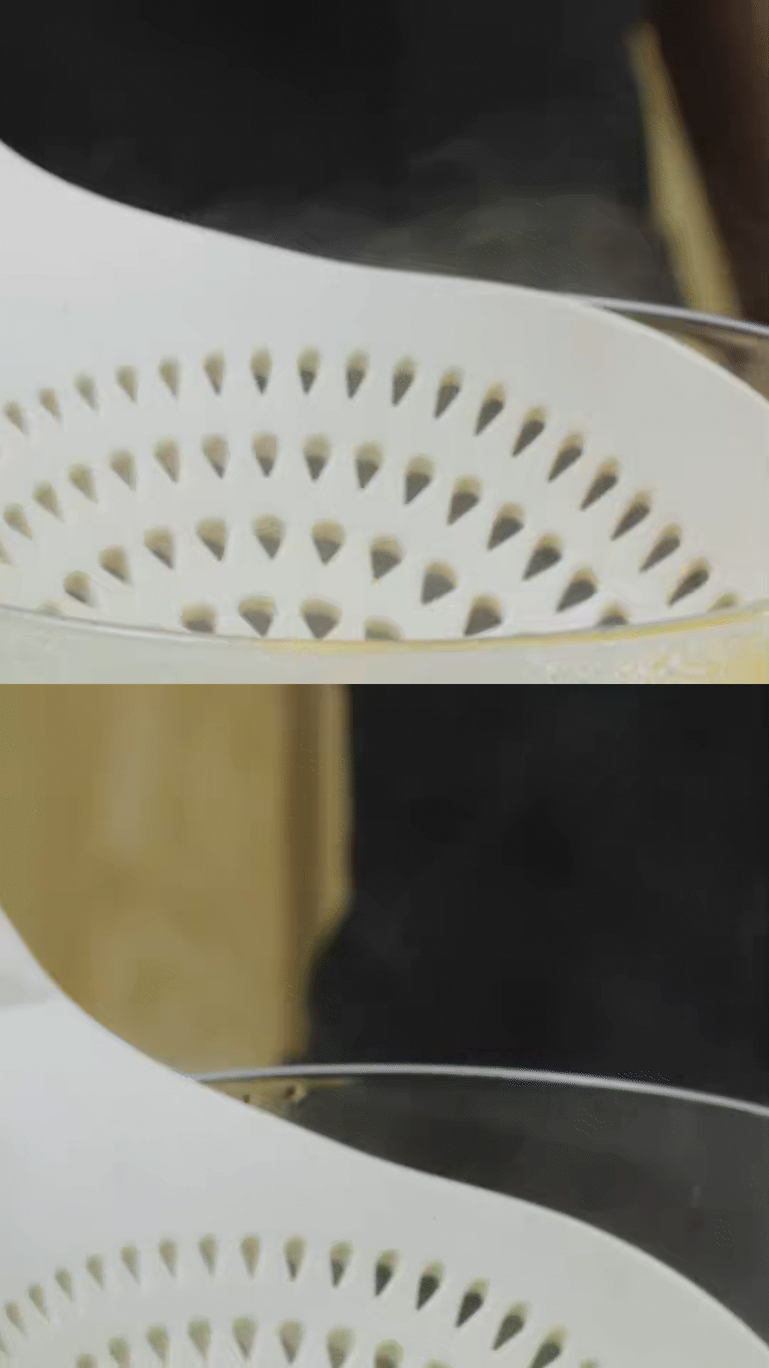 玉米筍對(duì)半切開、口蘑切片、豌豆去殼
